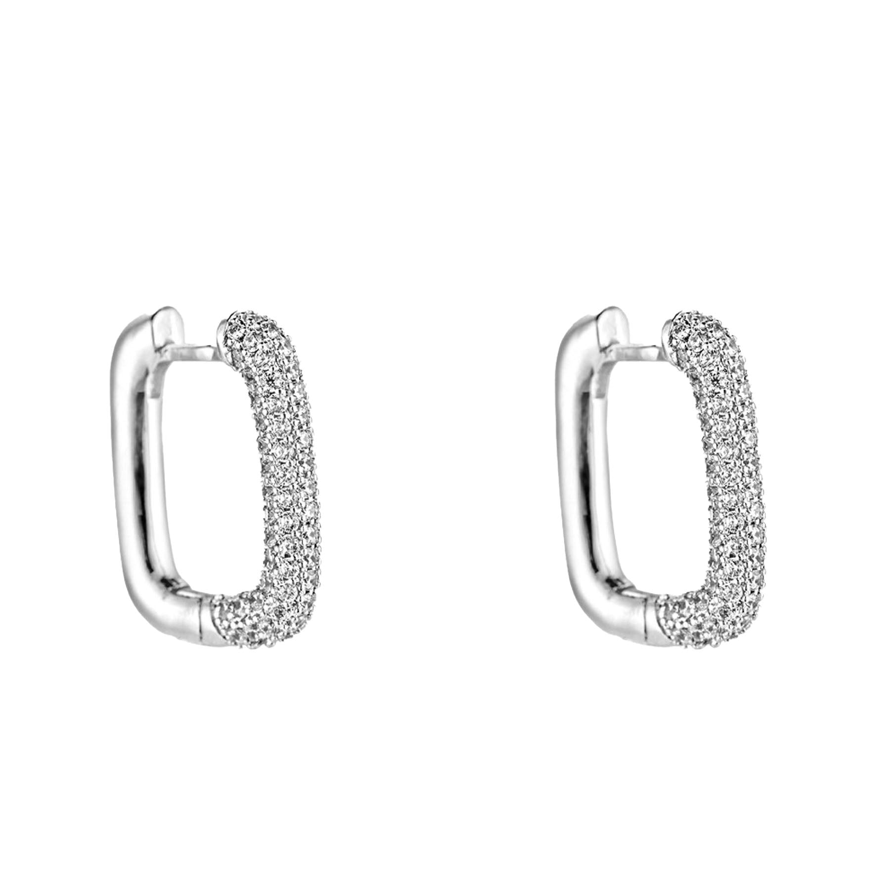 Ohrringe Oscar Silber Square - 14k Weißgold vergoldet