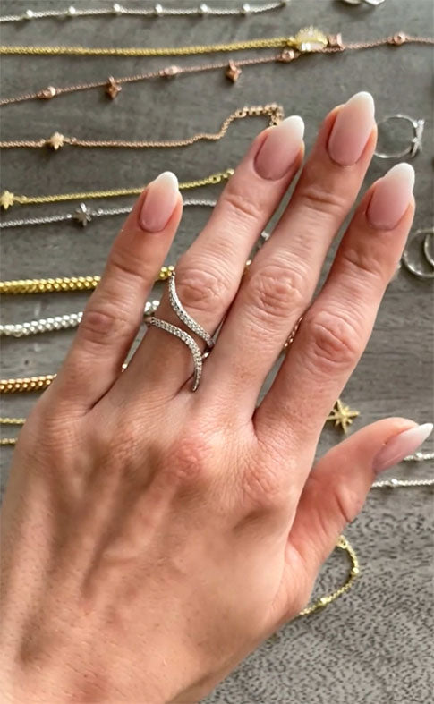 Ring WAVE Silber - mit Rhodium überzogen