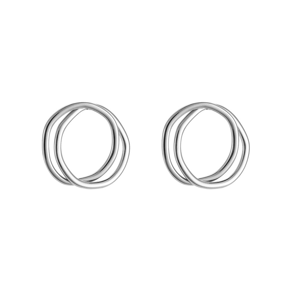 Ohrringe Double Hoops Silber - 14k Weißgold vergoldet